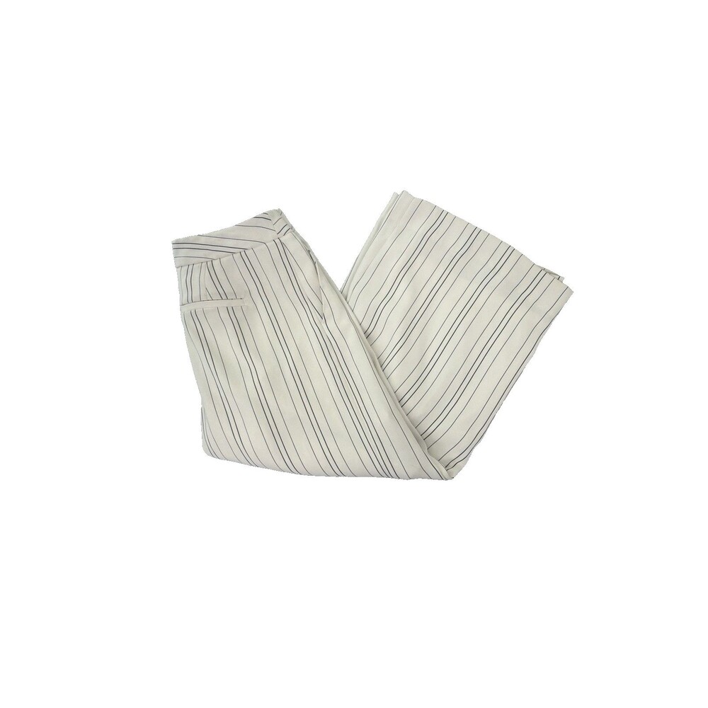 Banana Republic Blake Crop Striped High Rise Wide Leg Trousers White Pinstripe 6